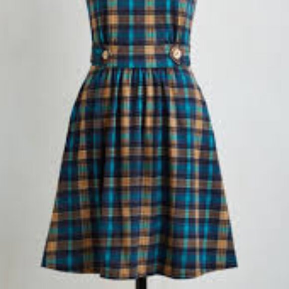 Modcloth "Coach Tour" Plaid Dress - Picture 2 of 5